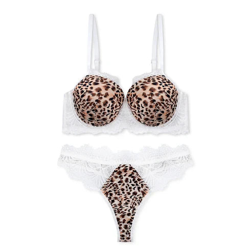 Padded Bra Set - lace Cheetah