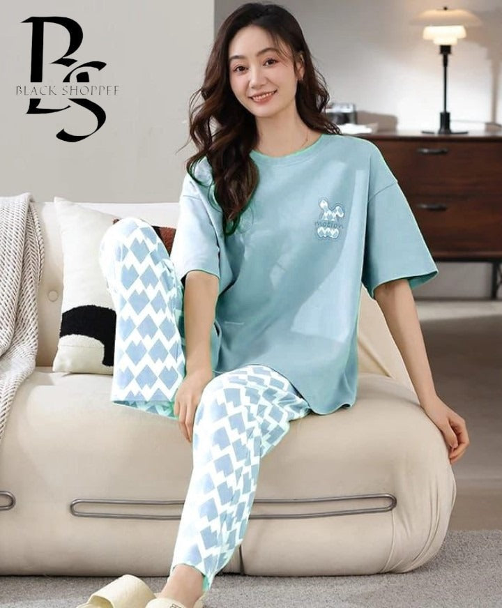 SKY BLUE PRINTED - PJ SUIT FOR WOMEN