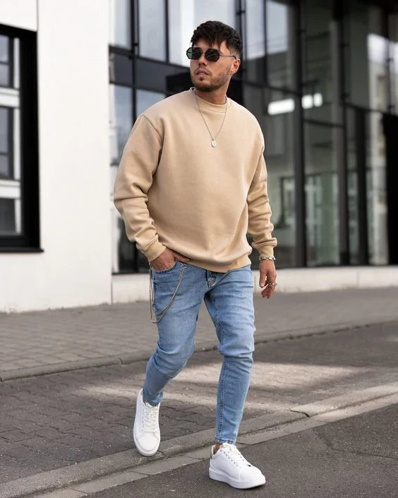 Plain SweatShirt - BEIGE