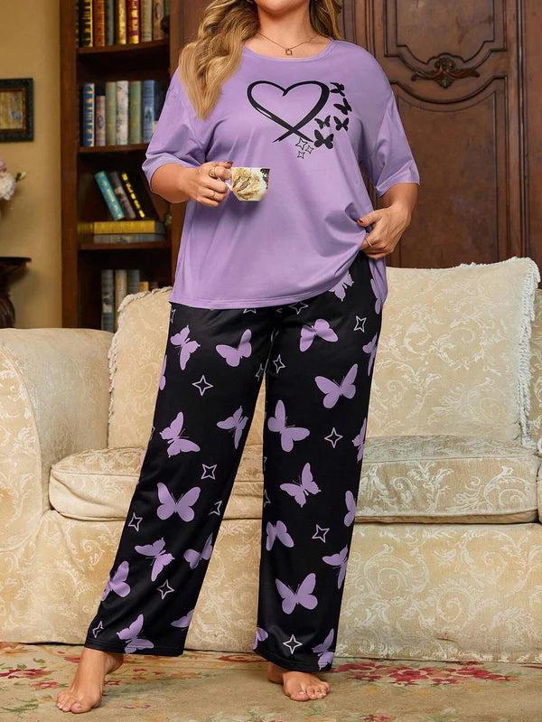 Purple Butterfly and heart PJ Suit