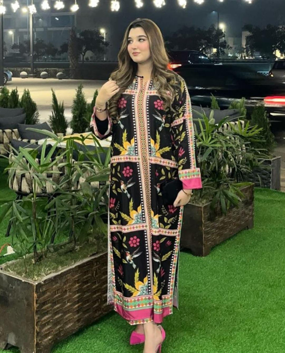 Long Colour Full Black Trending Printed Designs in Premium Lawn Fabric
