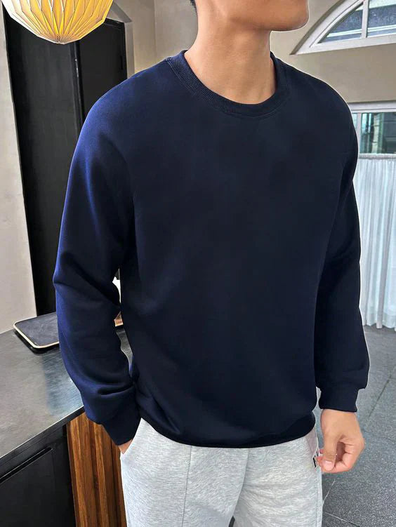 Plain SweatShirt - NAVY BLUE