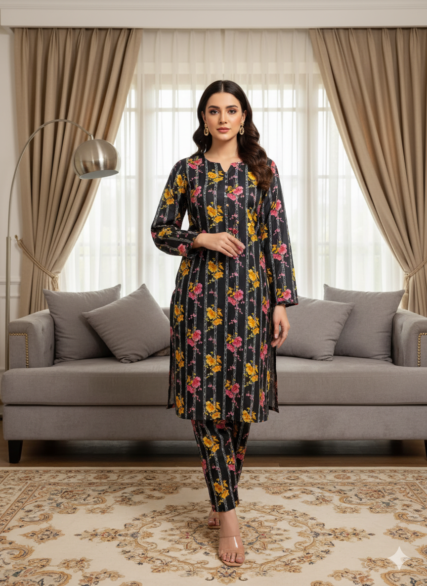 MICRO POLO COTTON- 2 PIECE-Black & Yellow US-001