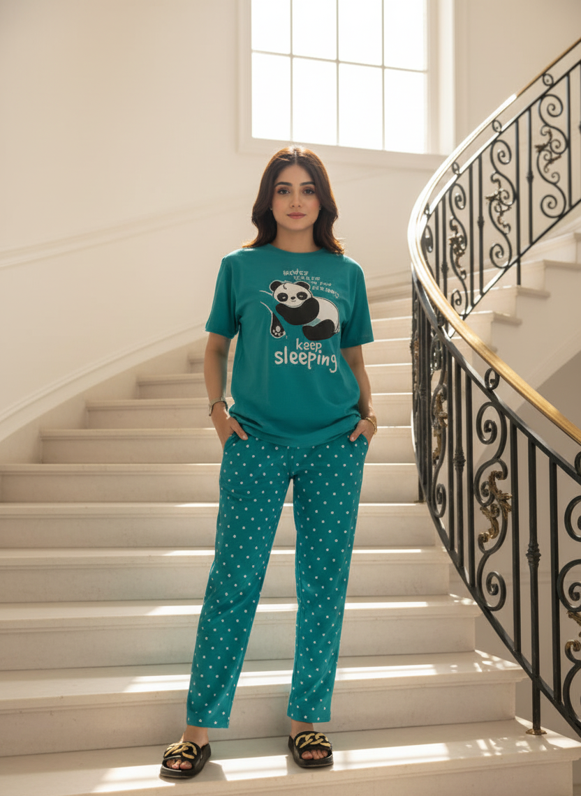 Never Give Up Printed Night Suit