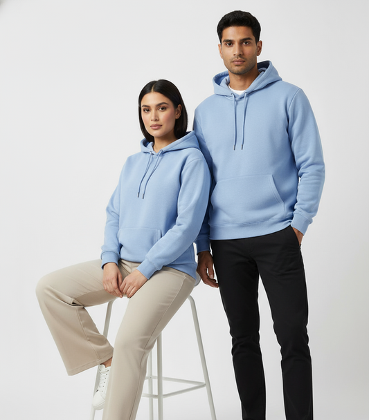 Plain Premium unisex hoodie Fleece sky blue