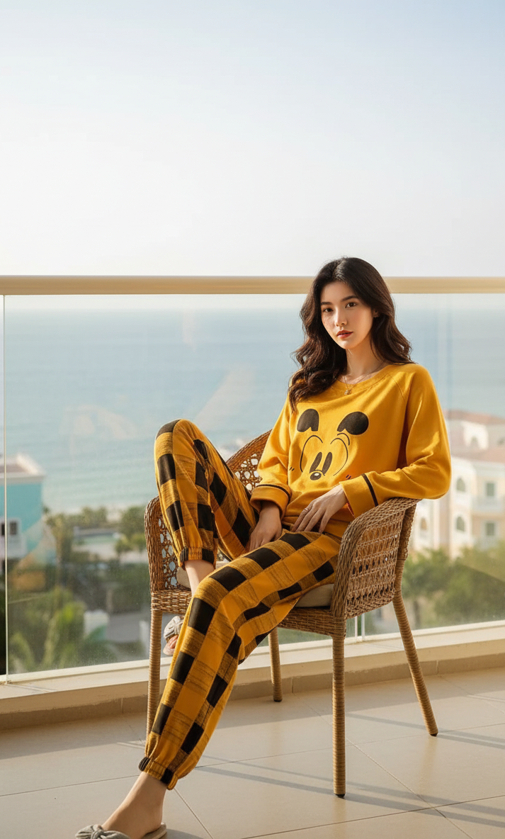 NEW MICKEY EYE MUSTARD - PJ SUIT FOR WOMEN