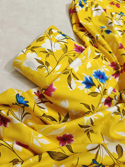 MICRO POLO COTTON- 2 PIECE-Yellow With Flowers US-002