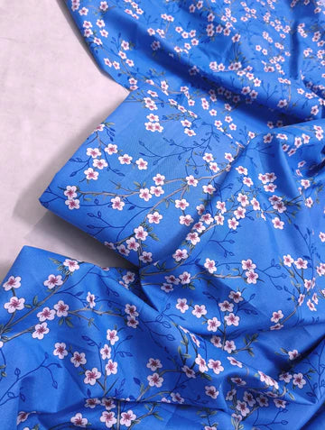 MICRO POLO COTTON- 2 PIECE-Blue With Small Flowers US-013