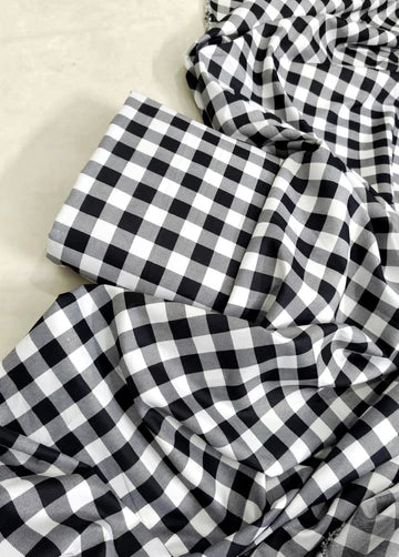 MICRO POLO COTTON- 2 PIECE-Black & White Check US-016