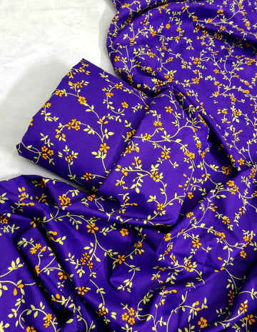 MICRO POLO COTTON- 2 PIECE-Blue With Small Flowers US-018