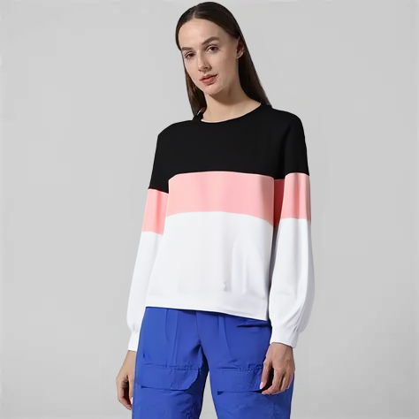Black Pink And White Block Sweatshirt