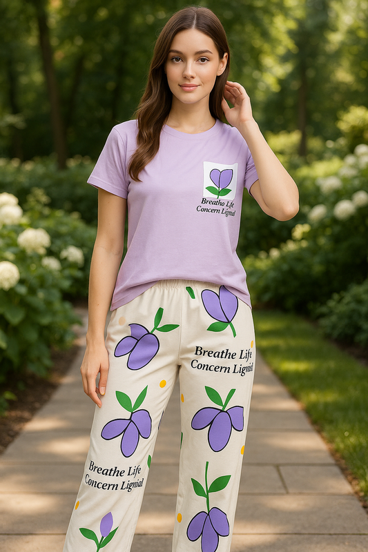 POCKET FLOWER NIGHT SUIT - LILAC