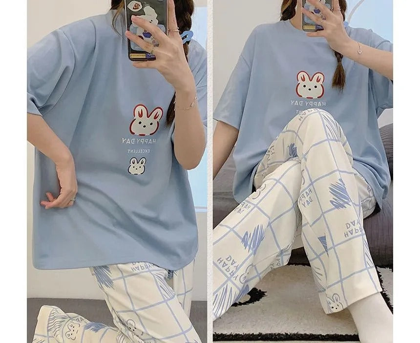 Dream Bunny Sky Blue Soft Cotton PJ Suit