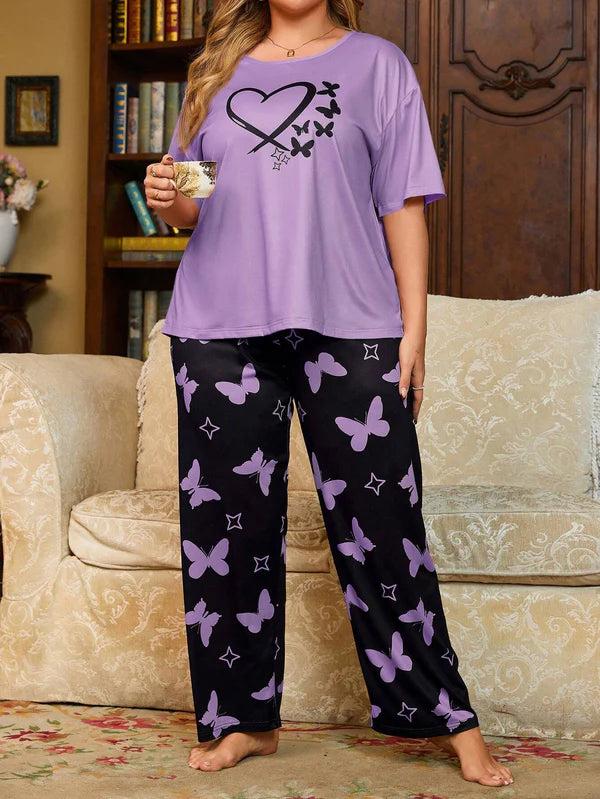 Purple Butterfly and heart PJ Suit
