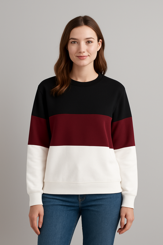 Black Maroon And White Block SweatShirt