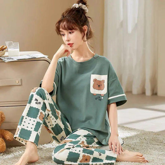 MJ Green Bear Soft Cotton PJ Suit